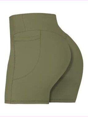Buttery Soft No Front Seam Biker Shorts with Pockets High Waisted Tummy Control